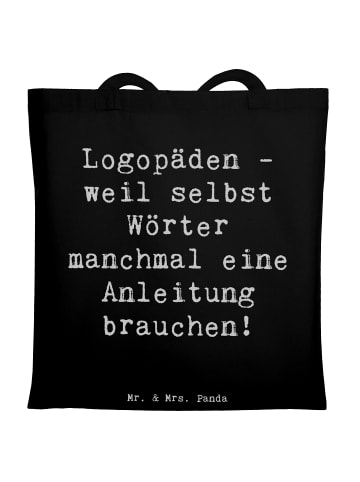 Mr. & Mrs. Panda ToteBag Spruch Logopädin Helden mit Spruch in Schwarz