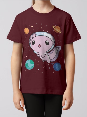 wat? Apparel T-Shirt Axolotl in space in Weinrot