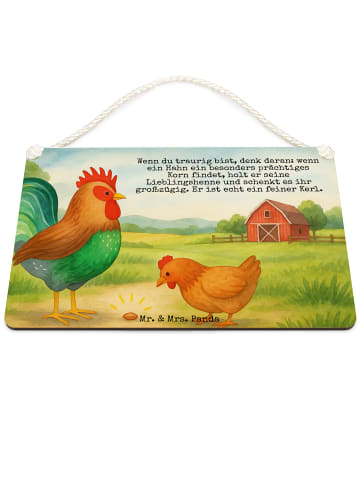 Mr. & Mrs. Panda Schild Hahn Korn Design mit Spruch in Weiß