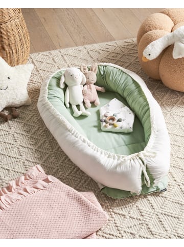 Beliani Babynest EREB in Grün/Weiß - (W) 55 x (H) 15 x (L) 90 cm