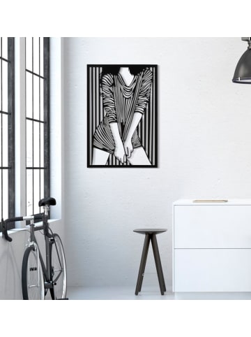 Mauro Ferretti 3D-Dekorplatte aus schwarzem Metall, Mädchen, 40 x 1,3 x 60 cm
