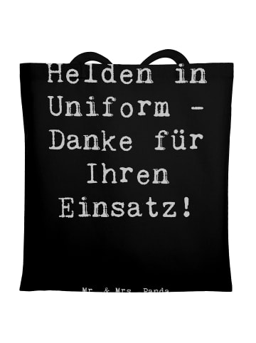 Mr. & Mrs. Panda Umhängetasche Spruch Polizist Held mit Spruch in Schwarz