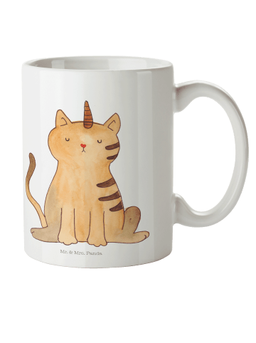 Mr. & Mrs. Panda Kindertasse Einhorn Katze ohne Spruch in Weiß