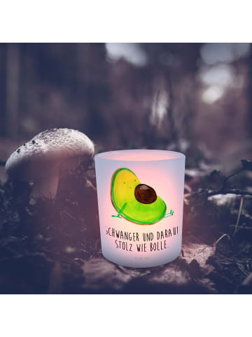 Mr. & Mrs. Panda Windlicht Glas Avocado Schwangerschaft mit Spruch in Transparent