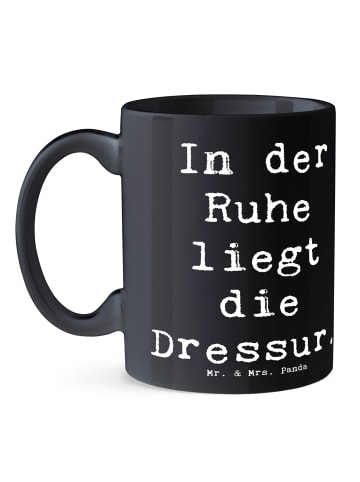 Mr. & Mrs. Panda Porzellantasse Spruch Reitlehrerin Ruhe mit Spruch in Schwarz