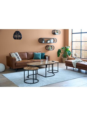 home24 Couchtisch Oval 3er-Set in Beige / Schwarz