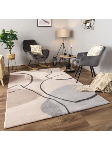 KADIMA DESIGN Teppich Kurzflor Abstrakt Wohnzimmer in Creme