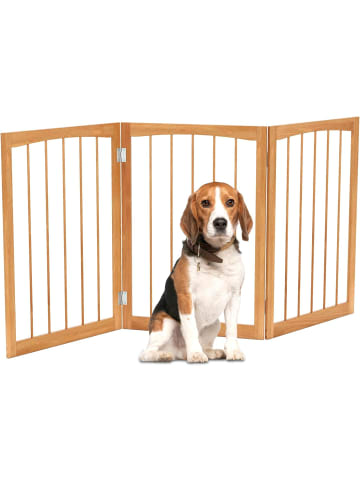 COSTWAY Absperrgitter Hunde 3-teilig in Hellbraun