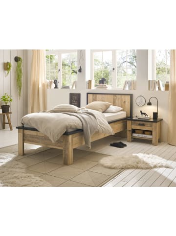 Furn.Design Schlafzimmer-Set 2-teilig in Used Wood hell, anthrazit mit Bett 90 x 200 cm