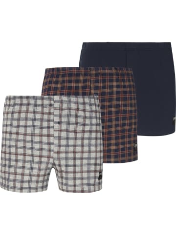 Charles Colby 3er Pack Boxershorts LORD KERRIS in dunkelblau gemustert