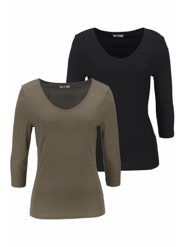 FLASHLIGHTS V-Shirt in khaki, schwarz