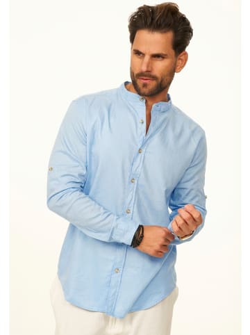 behype Langarmhemd - aus Leinen im Regular-Fit Sommerhemd in Hellblau