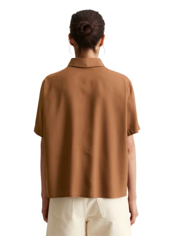 Marc O'Polo DENIM Kurzarm-Bluse relaxed in Melted Chocolate