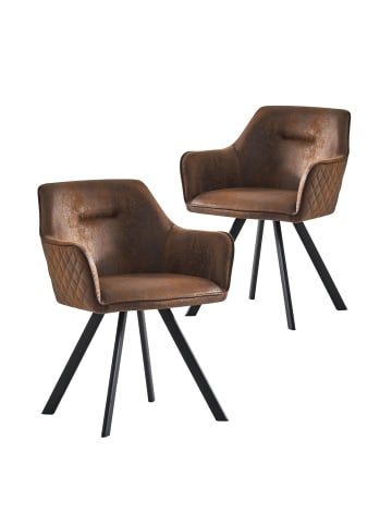 B&D Home 2er-Set: Esszimmerstuhl CYRUS in Braun - (B)56 x (H)80 x (T)60 cm