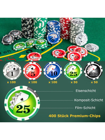 COSTWAY Pokerset mit 400 Laser-Chips in Schwarz