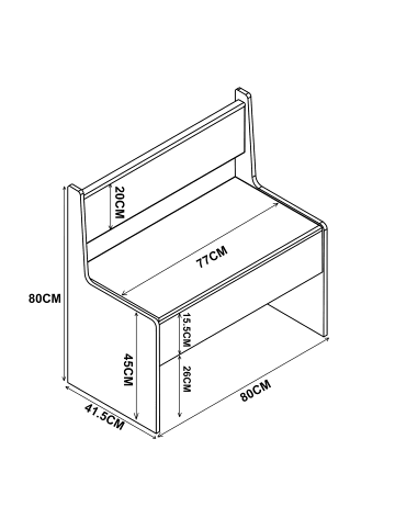 VCM  Holz Eckbank Sitzbank Bank Truhe Esal Breite 80 cm in Anthrazit / Honig-Eiche
