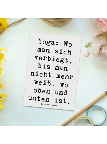 Mr. & Mrs. Panda Postkarte Spruch Yoga BalanZeichen mit Spruch in Weiß