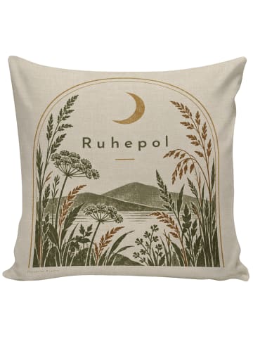Deko Kissen Wildgräser botanisch Design mit Spruch in Weiß