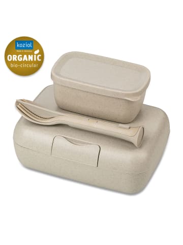 koziol CANDY READY - Lunchbox-Set + Besteck-Set in nature desert sand