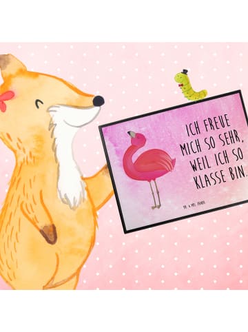 Mr. & Mrs. Panda Schreibtischunterlage Flamingo Stolz mit Spruch in Aquarell Pink