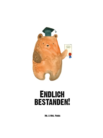 Mr. & Mrs. Panda Thermo-Trinkflasche Bär Prüfung mit Spruch in Weiß