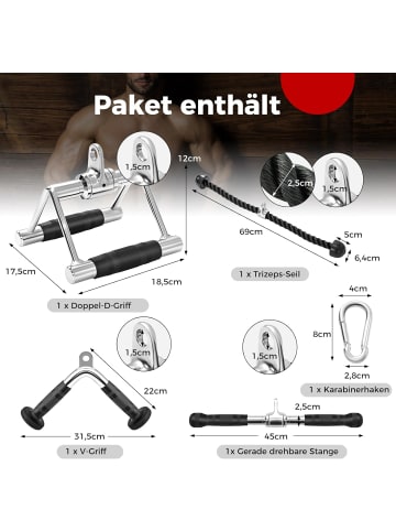 COSTWAY 4 Stück Zubehör für Kabelmaschine in Schwarz