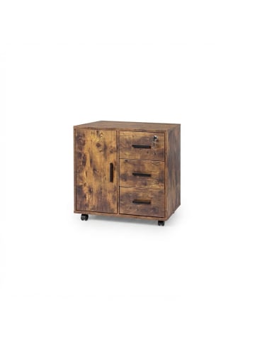 relaxdays Rollcontainer in Vintagebraun - (B)60 x (H)57 x (T)40 cm