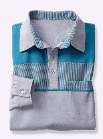 WITT WEIDEN Langarm-Poloshirt in topas-steingrau