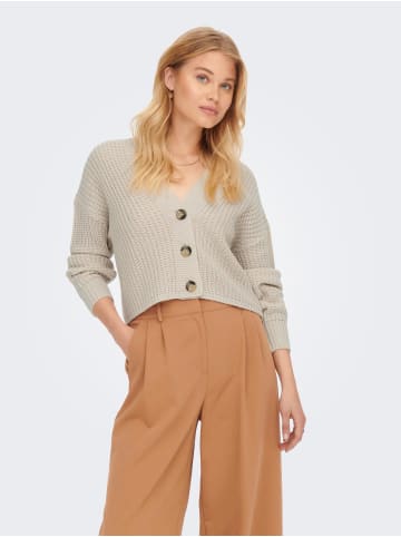 ONLY Kurze Langarm Strickjacke V-Ausschnitt Cardigan ONLCAROL in Beige