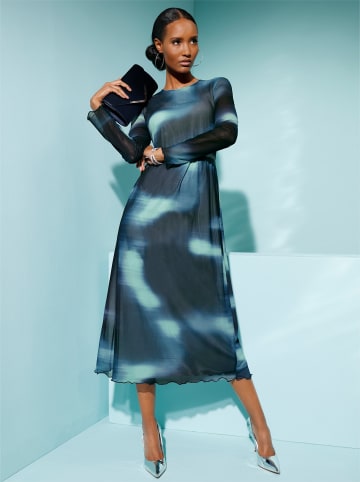 creation L Mesh-Kleid in marine-kalkmint-bedruckt