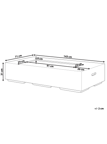 Beliani Feuerstelle für Gas PAVO in Grau - (W) 143 x (H) 31 x (L) 71 cm