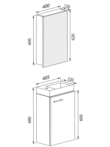 VCM  3tlg Waschtisch Slito SC Toilette schmal Schwarz in Weiß