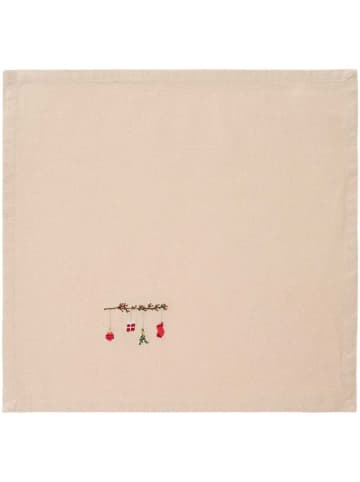 IB Laursen Stoffserviette TRADITION Natur ZWEIG Rote BEEREN und WEIHNACHTSSCHMUCK