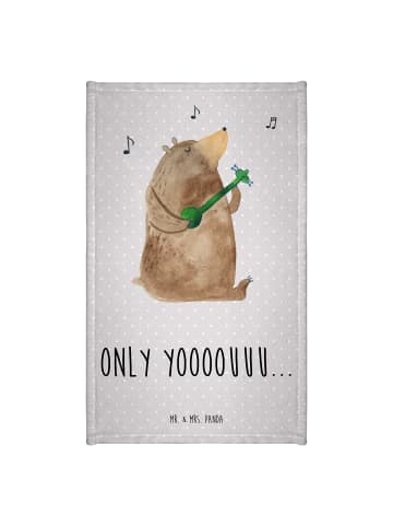 Mr. & Mrs. Panda Handtuch Bär Gitarre mit Spruch in Grau Pastell