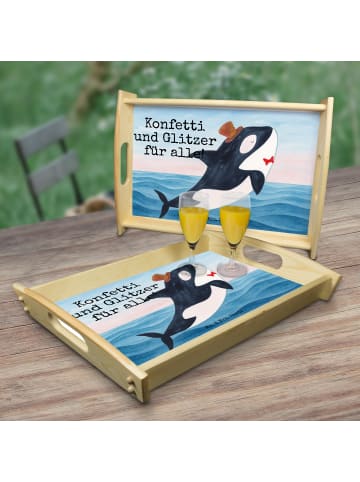 Mr. & Mrs. Panda Servierplatte Orca Zylinder Design mit Spruch in Weiß