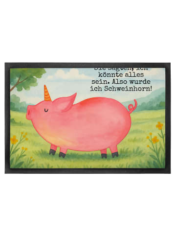 Mr. & Mrs. Panda Schmutzmatte Einhorn Schwein Design mit Spruch in Weiß