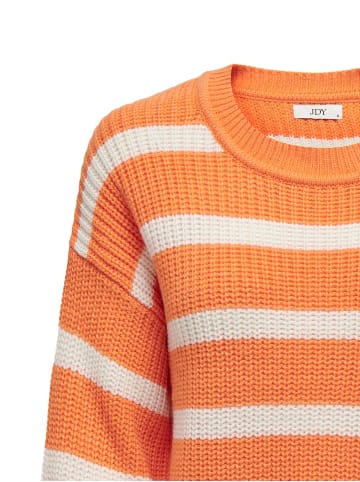 JACQUELINE de YONG Gestreifter Strick Pullover Rundhals JDYJUSTY in Orange