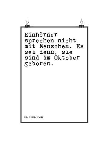 Mr. & Mrs. Panda Wandbild Einhörner sprechen nicht mit... mit Sp... in Weiß