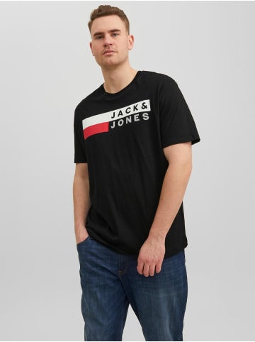 Jack & Jones Logo T-Shirt Plus Size Kurzarm Übergrößen Shirt JJECORP in Schwarz-2