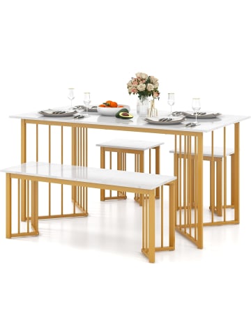 COSTWAY Esstisch Set 4-teilig in Weiß