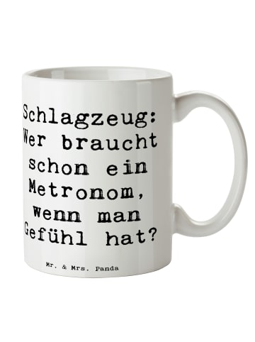 Mr. & Mrs. Panda Trinkbecher Spruch Schlagzeug Gefühl mit Spruch in Weiß
