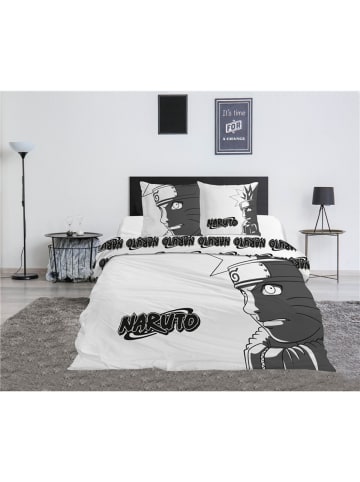 Naruto Naruto Bettbezug Set Polycotton 240x220 + 2 Kissen 65x65 cm in Schwarz-Weiß