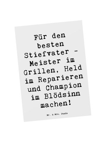Mr. & Mrs. Panda Postkarte Bester Stiefvater mit Spruch in Weiß