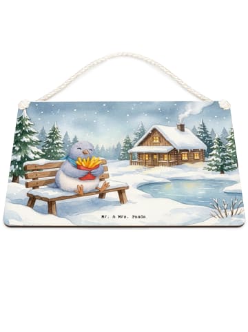 Mr. & Mrs. Panda Schild Taube Winter Pommes Design ohne Spruch in Weiß