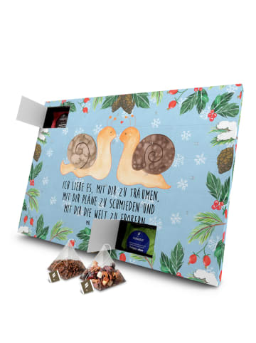 Mr. & Mrs. Panda Adventskalender Schnecken Liebe mit Spruch in Eisblau