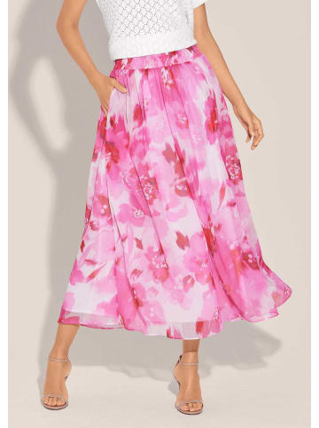 MADELEINE Langer Rock mit Unikat-Print in pink / multicolor