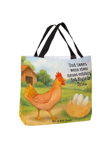 Mr. & Mrs. Panda Shopper Tasche Huhn Stolz Design mit Spruch in Weiß