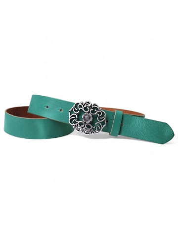 FRONHOFER Damengürtel Blumenschnalle in Jade