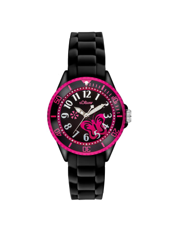 s.Oliver Armbanduhr Schmetterling in schwarz