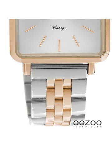 Oozoo Analog-Armbanduhr Oozoo Vintage Series silber, rosegold groß (ca. 29x29mm)